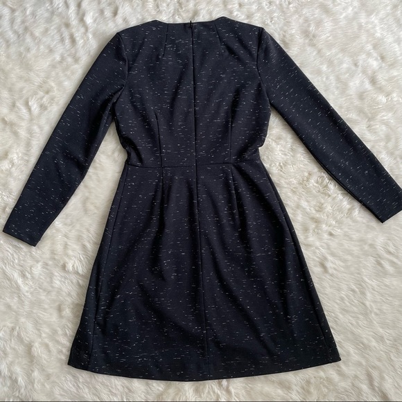 Madewell Dress Gia Fit and Flare Long Sleeve Black Marled Concept 2 - Picture 6 of 14